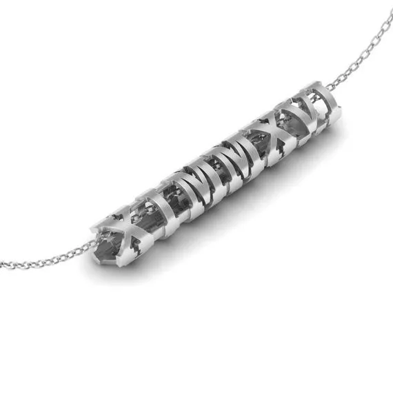 Roma Rakamlı Silindir Necklace