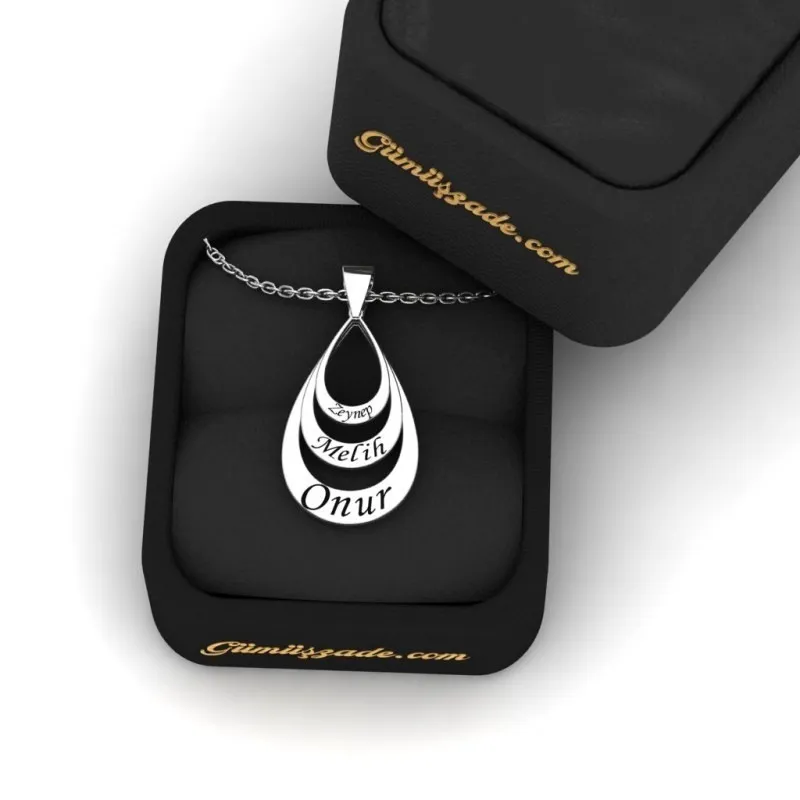 3 Personalized Silver Necklace