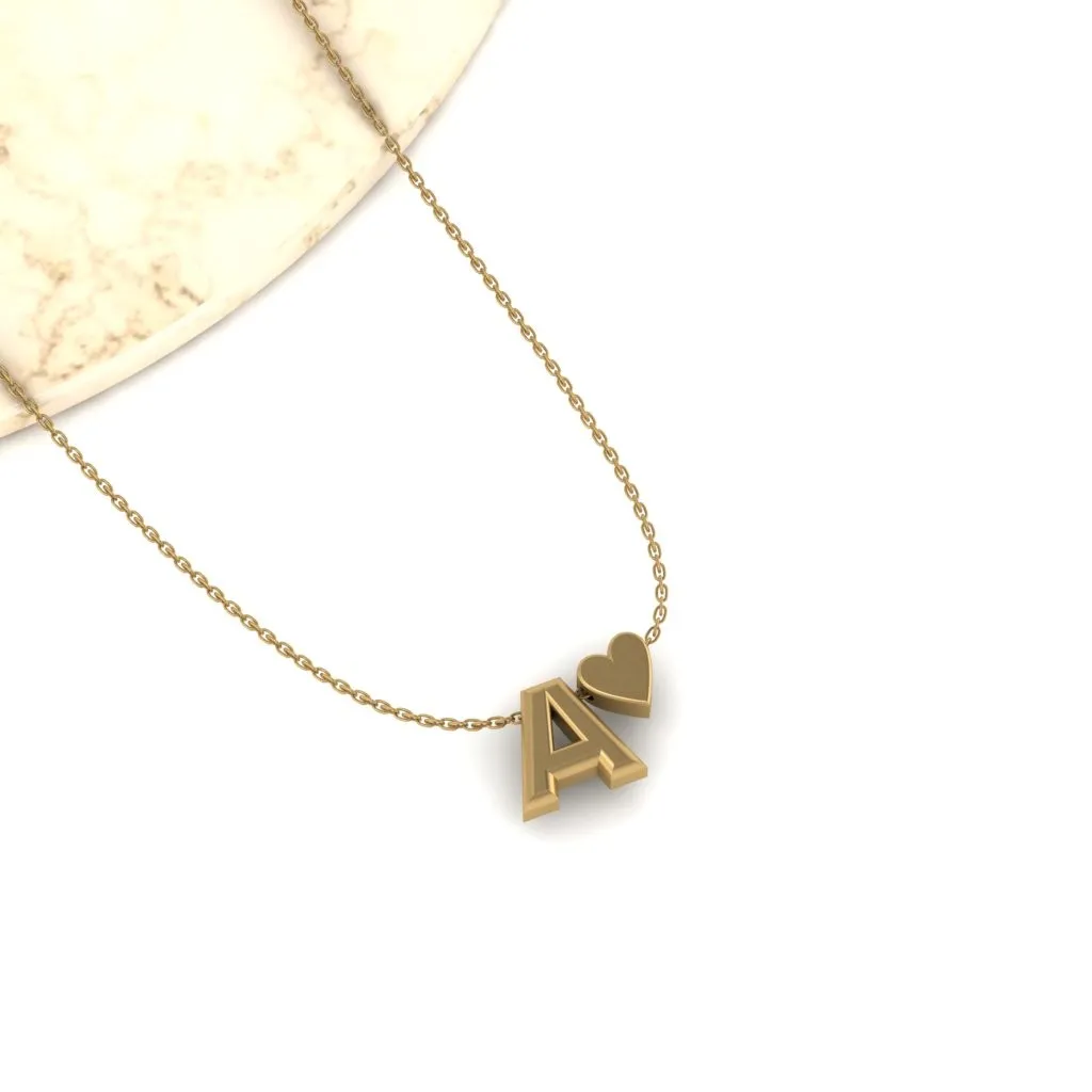 Heart Letter Silver Necklace