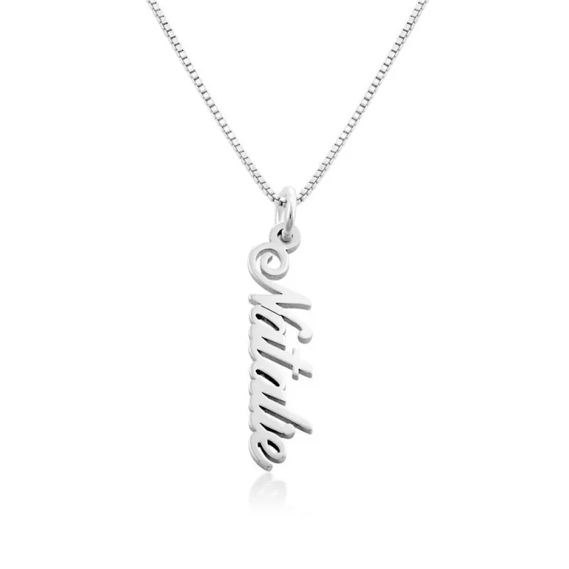 Vertical Personalized Silver Necklace