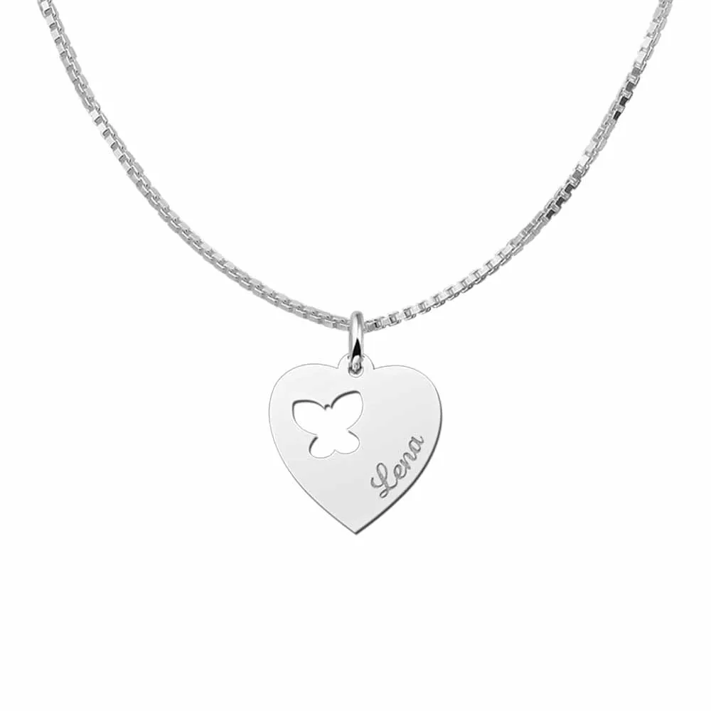 Butterfly Heart Personalized Necklace