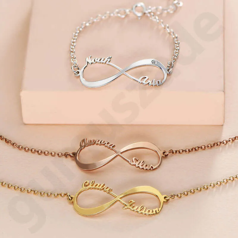 Infinity Personalized Silver Bracelet