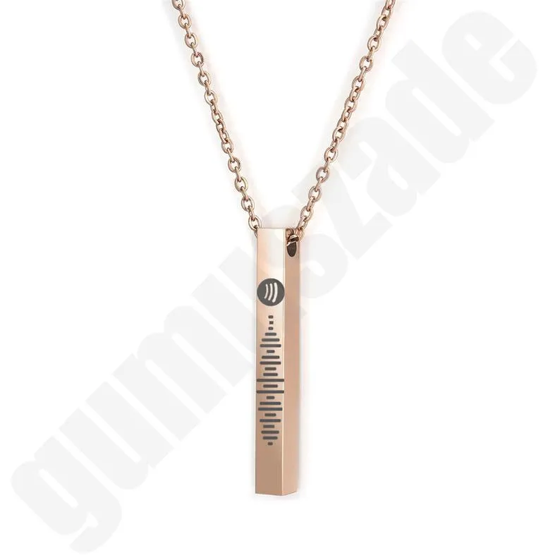 Spotify Müzikli Silver Cube Necklace