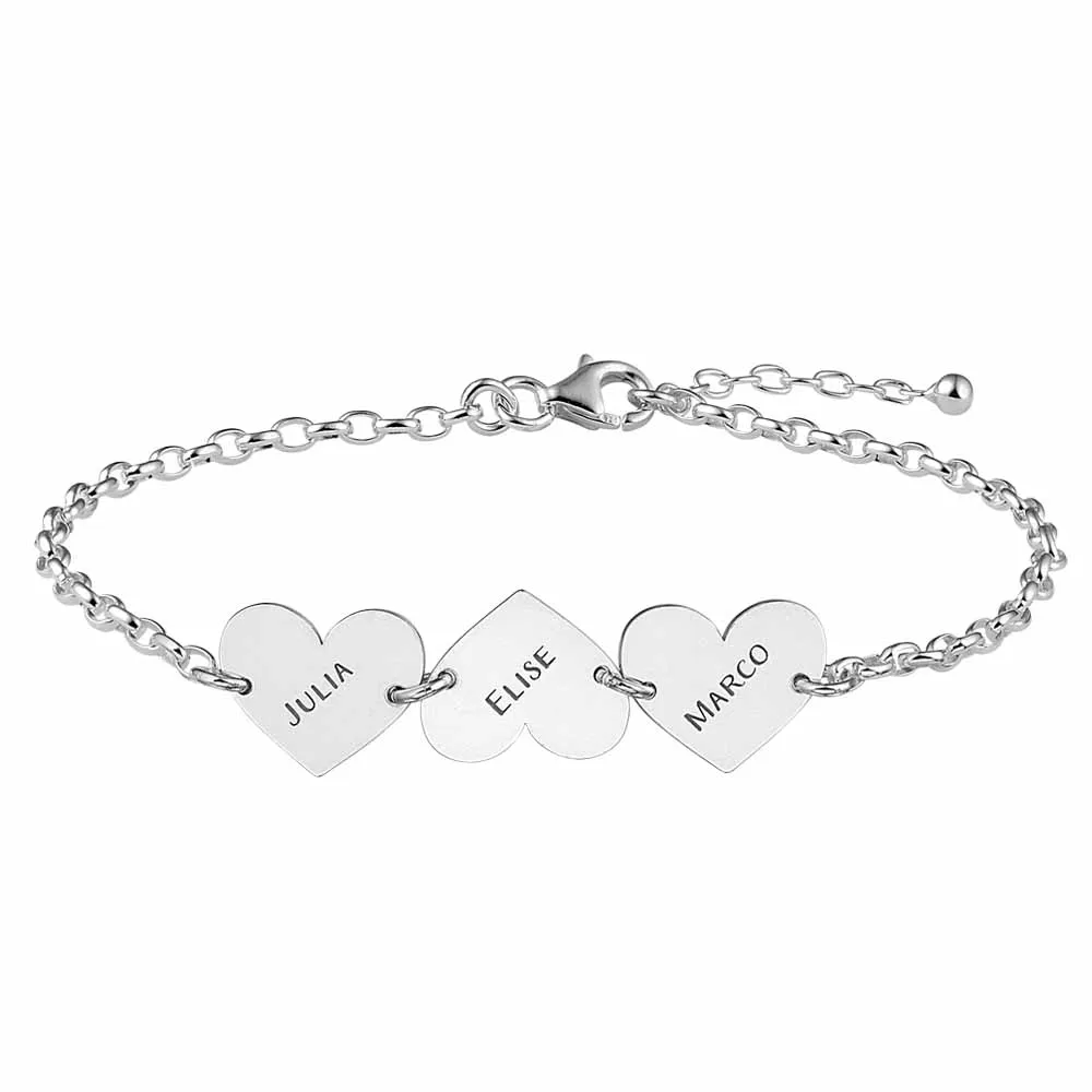 Three Heart Personalized Bracelet