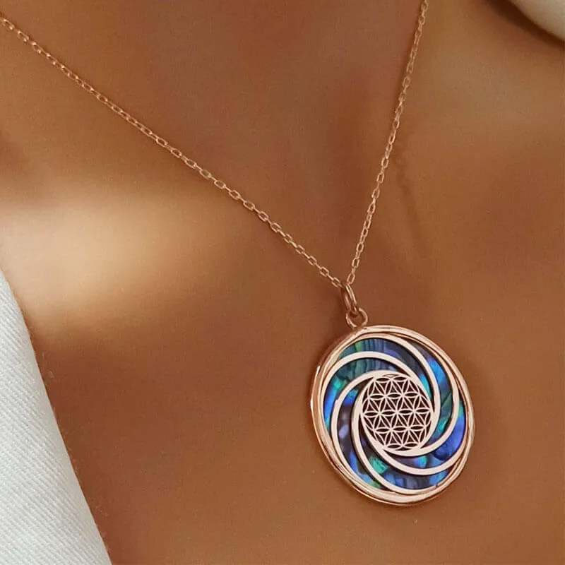 Yaşam Döngüsü Double Sided Silver Necklace
